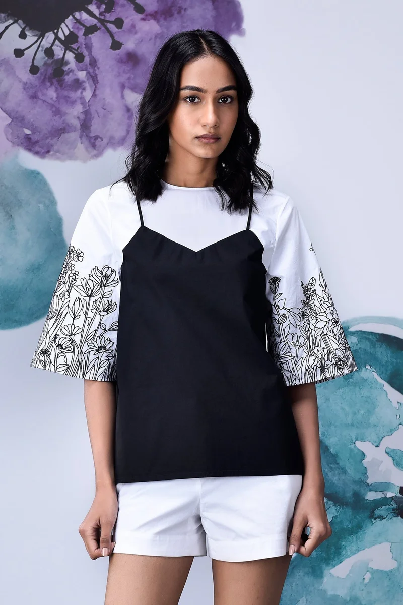 Genes Lecoanet Hemant Black White Layered Relax Fit Top